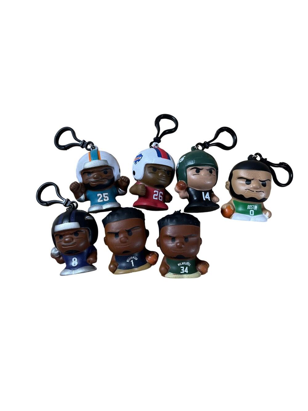 NFL NBA Athlete Mini Keychain Figures Lot Of 7 Football Basketball Players